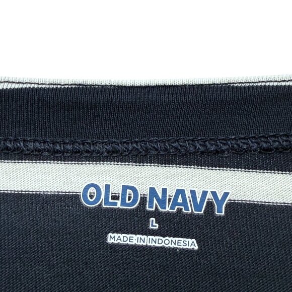 Old Navy Nautical Stripe Tee Womens Large Navy Blue Boat Neck Mariner Top NWT - Picture 6 of 7
